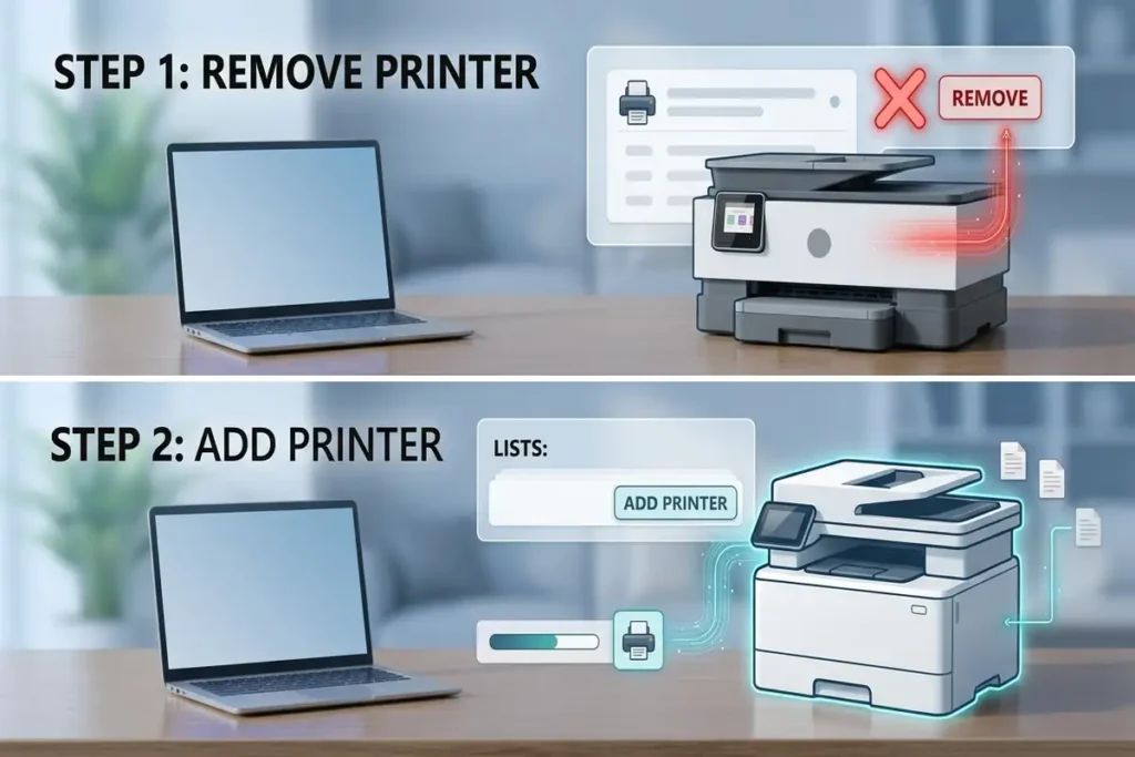 
REMOVE PRINTER
ADD PRINTER