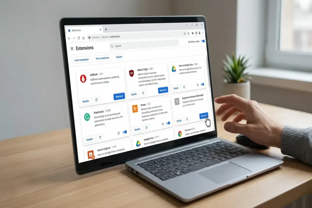 Chrome Not Responding on Windows 11? 3 Chrome → Extensions → Manage Extensions