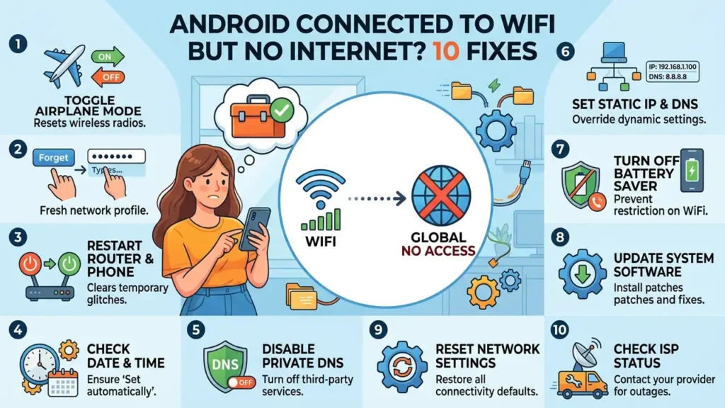 Android Connected to WiFi but No Internet? 10 Fixes