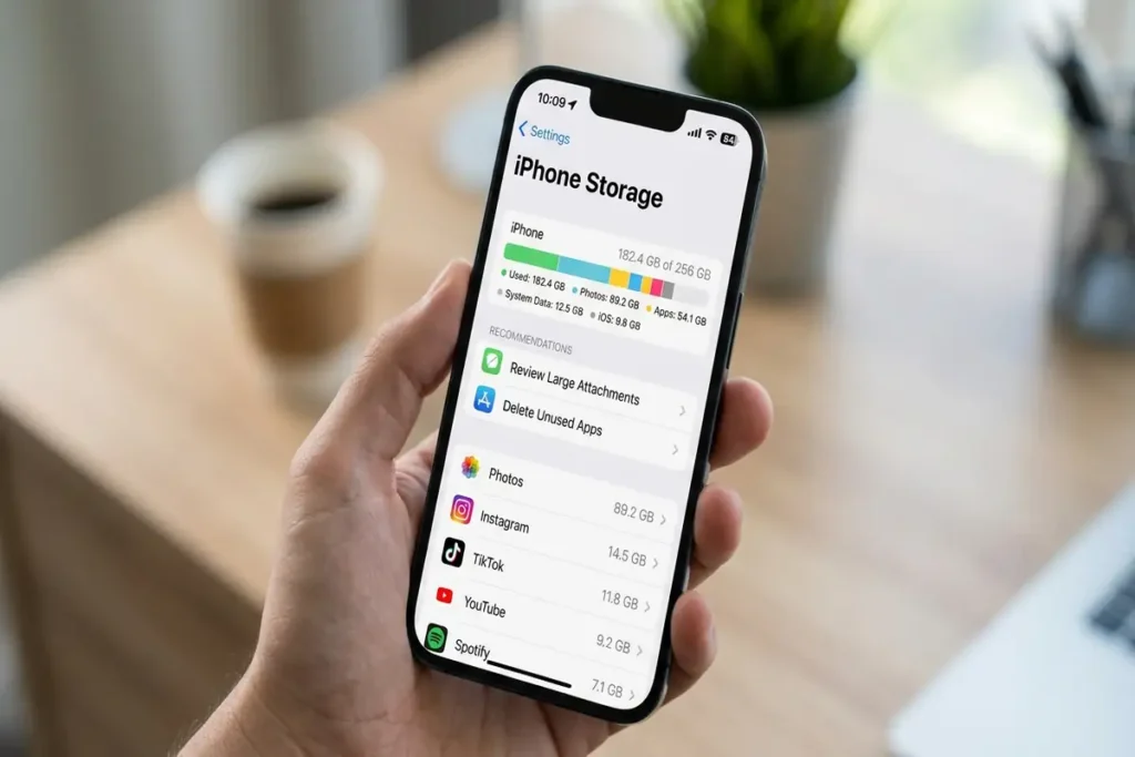 Settings → General → iPhone Storage