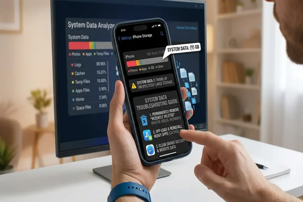 Checking System Data when iPhone storage appears unexpectedly full.