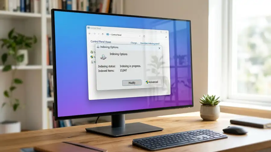 Windows Indexing Options dialog for troubleshooting Outlook search