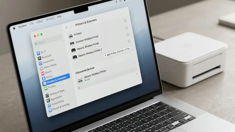 Adding a printer in Mac Printers & Scanners settings